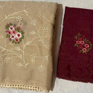 Beige tissue georgette saree