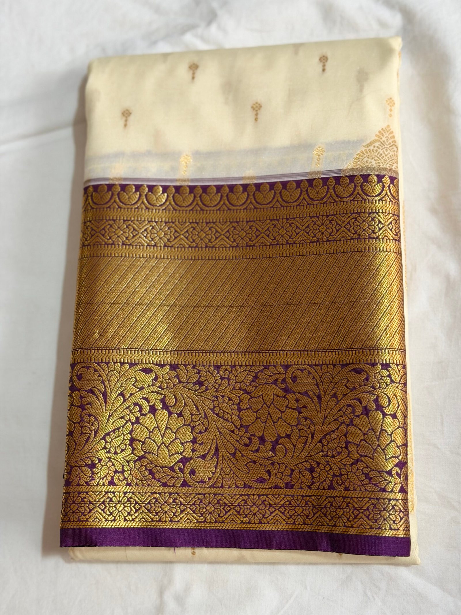 Semi Kanchipuram with contrast border - Image 5
