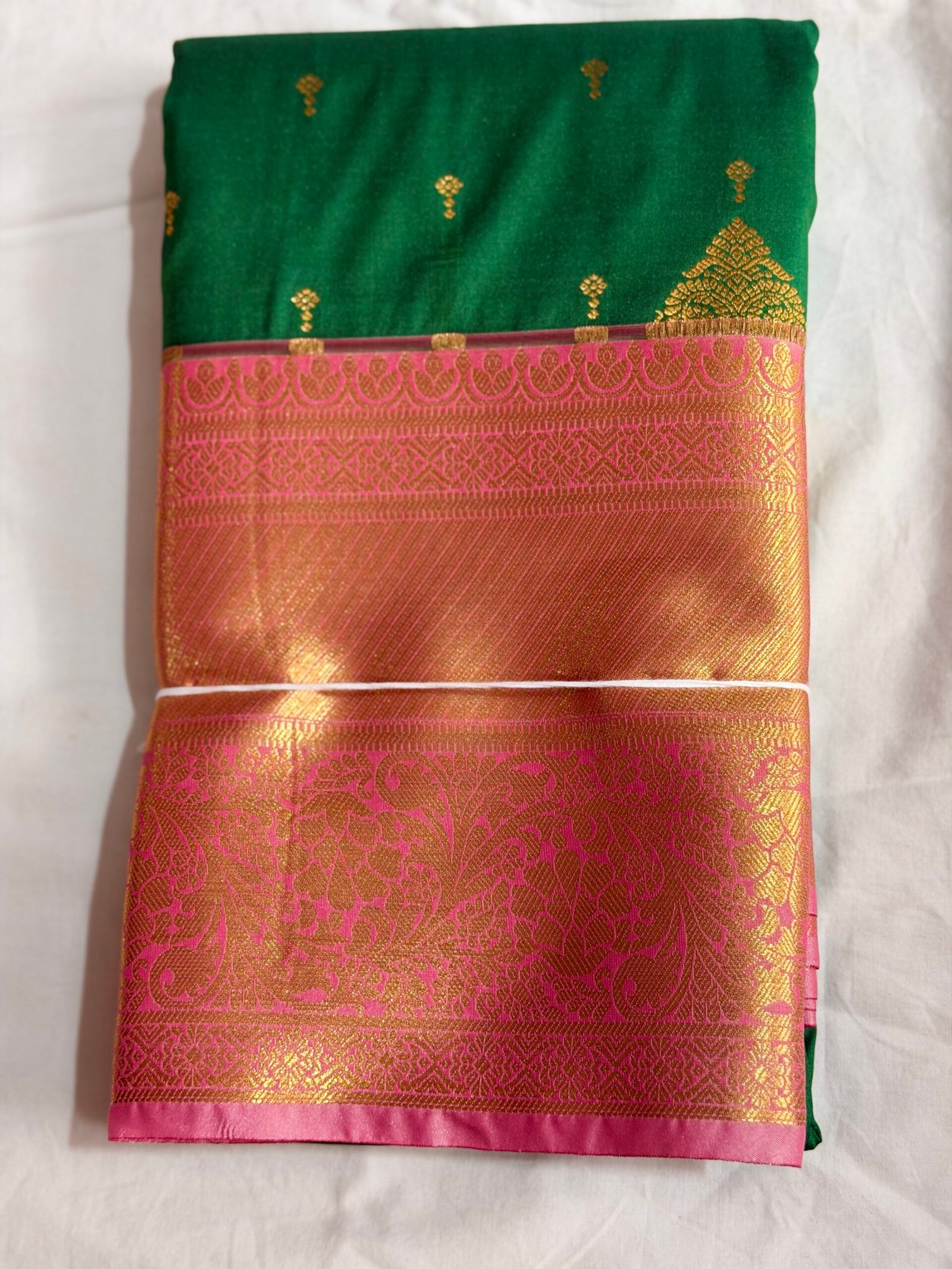 Semi Kanchipuram with contrast border - Image 9
