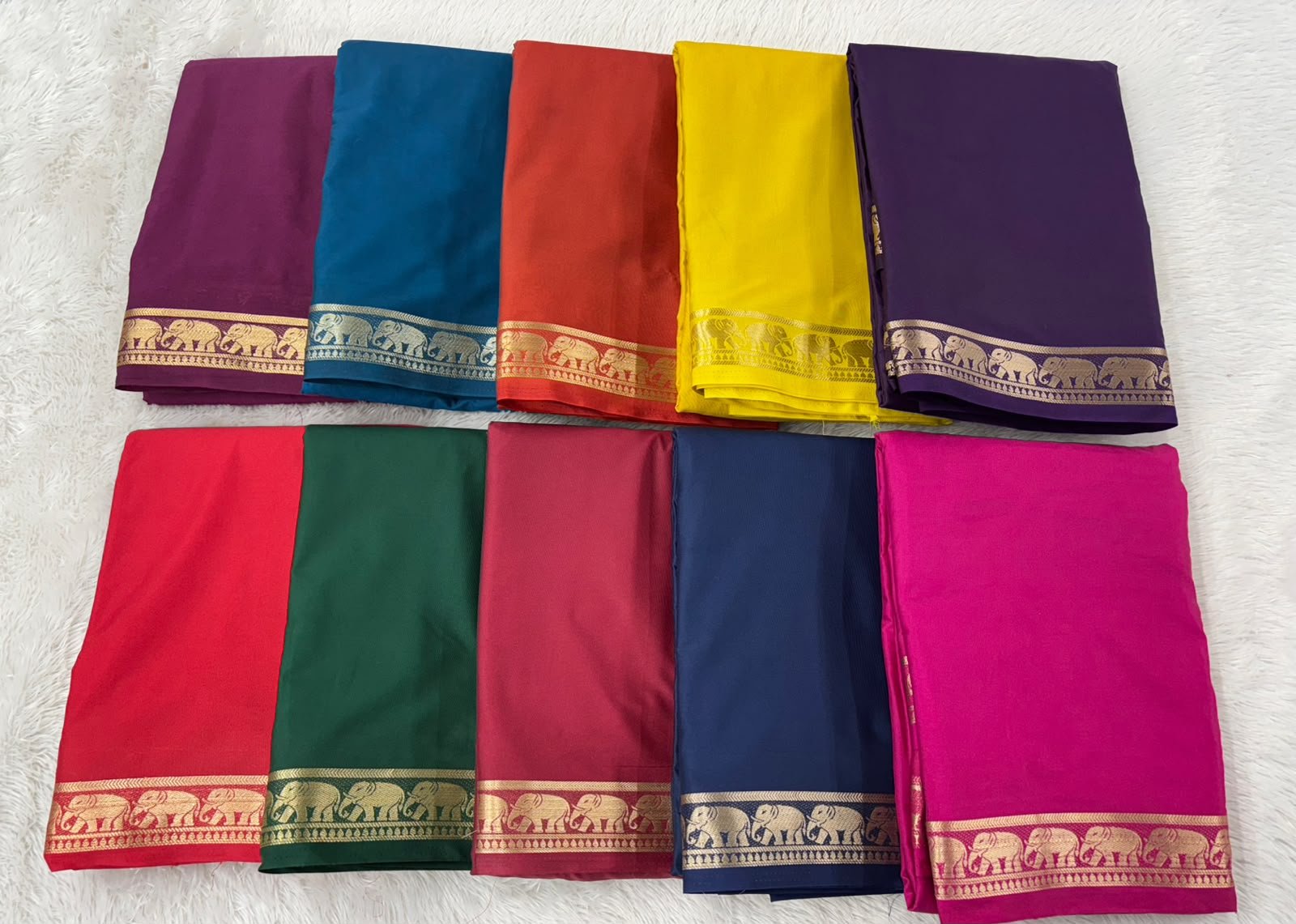Special Elephant print Crepe small border saree
