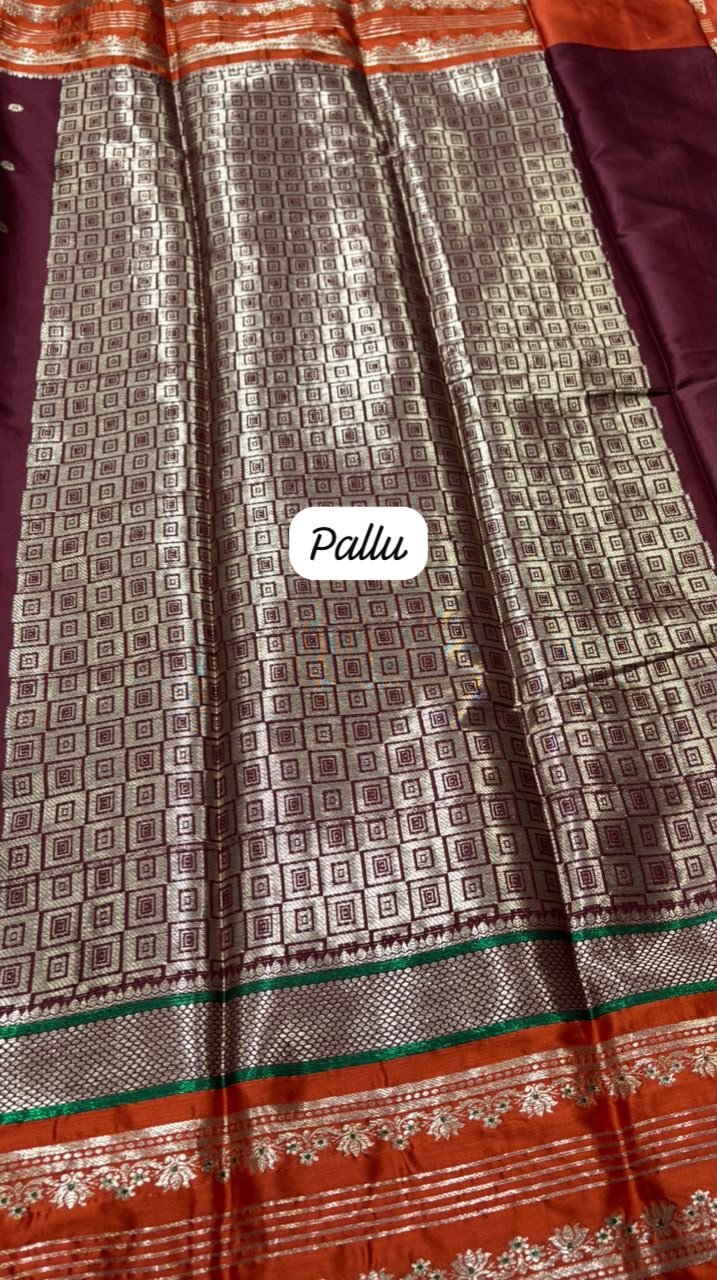 Maroon silk saree - Image 3