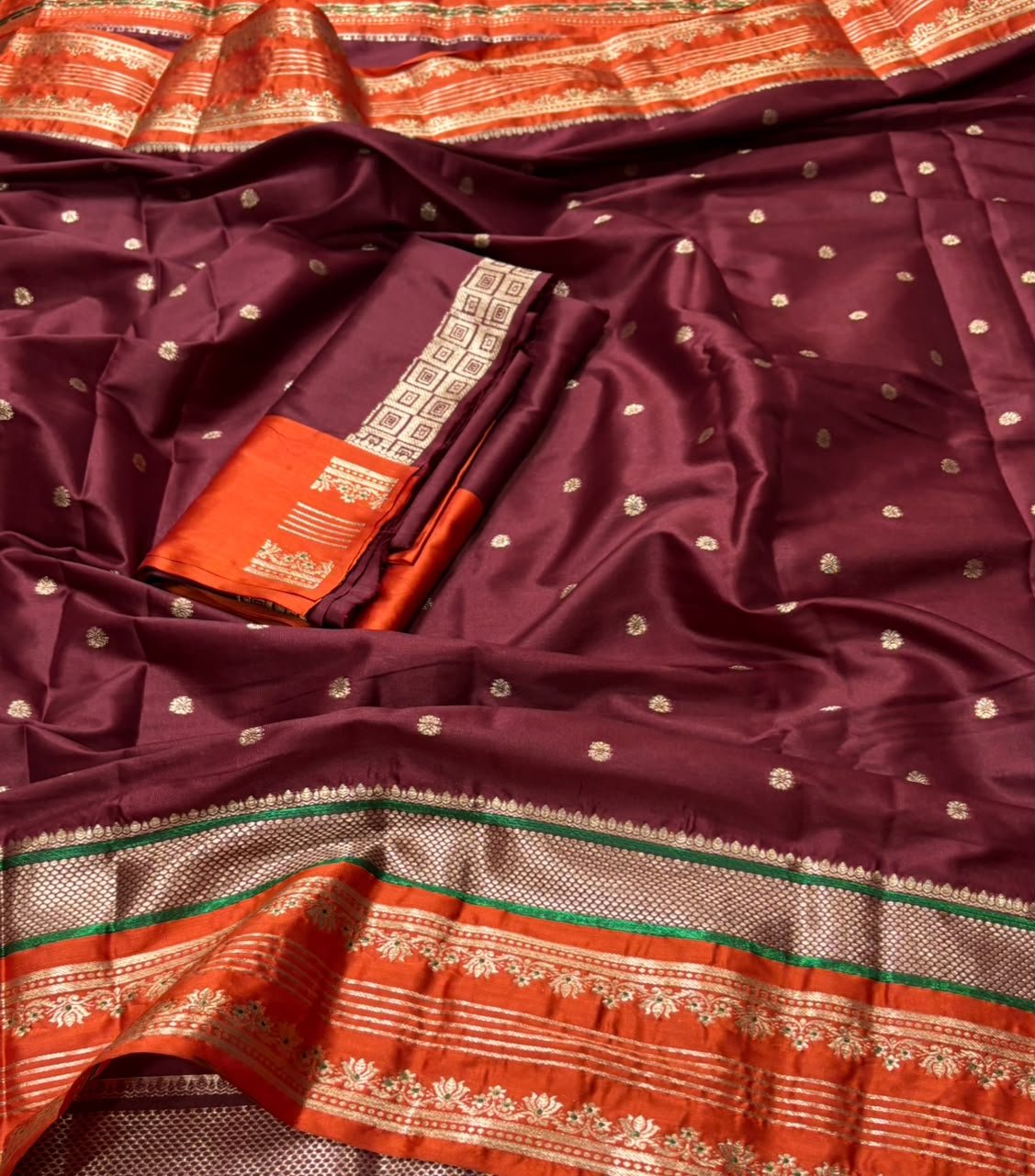 Maroon silk saree - Image 2