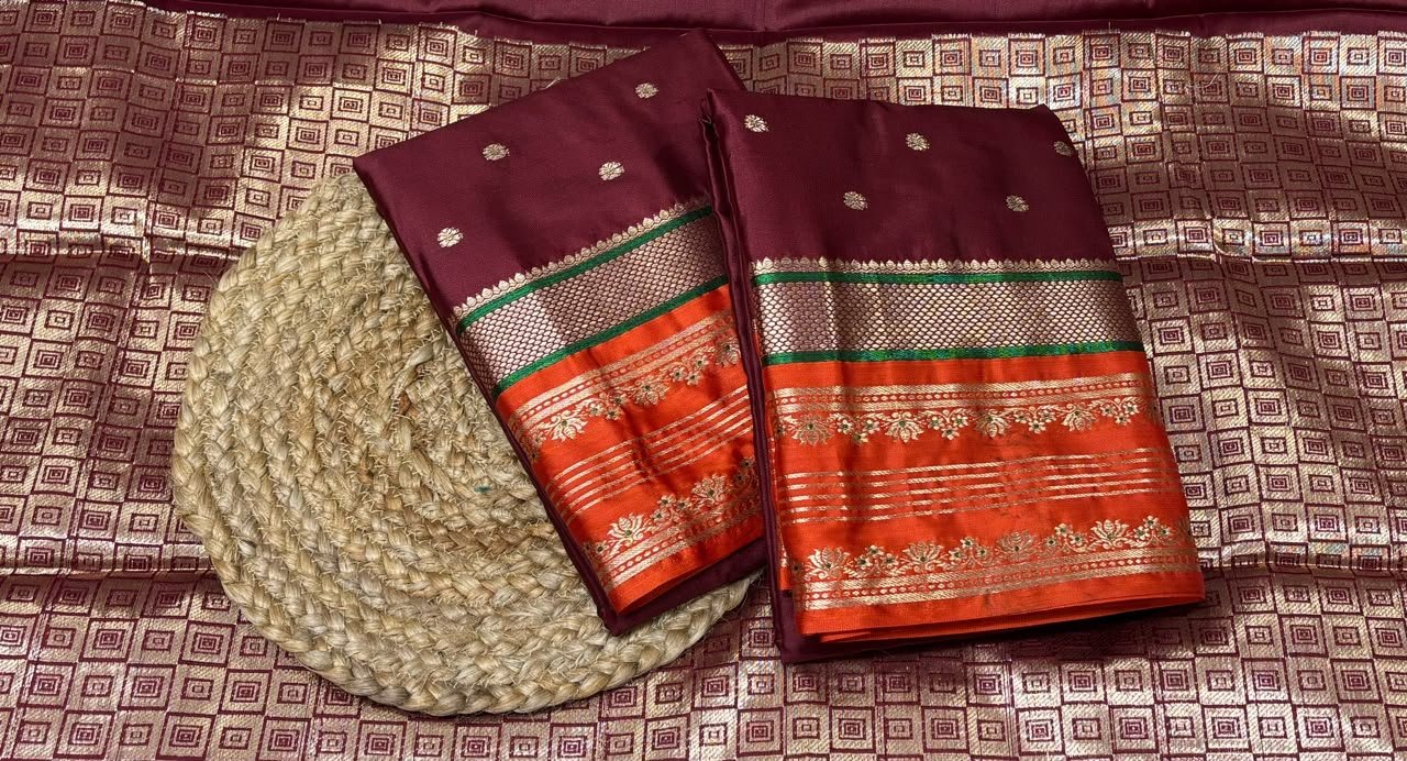 Maroon silk saree