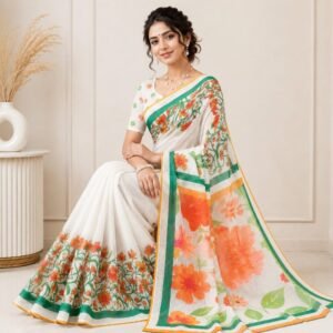 Cotton linen saree